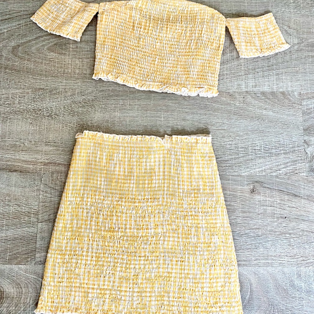 WILDHONEY smocked crop two-piece set